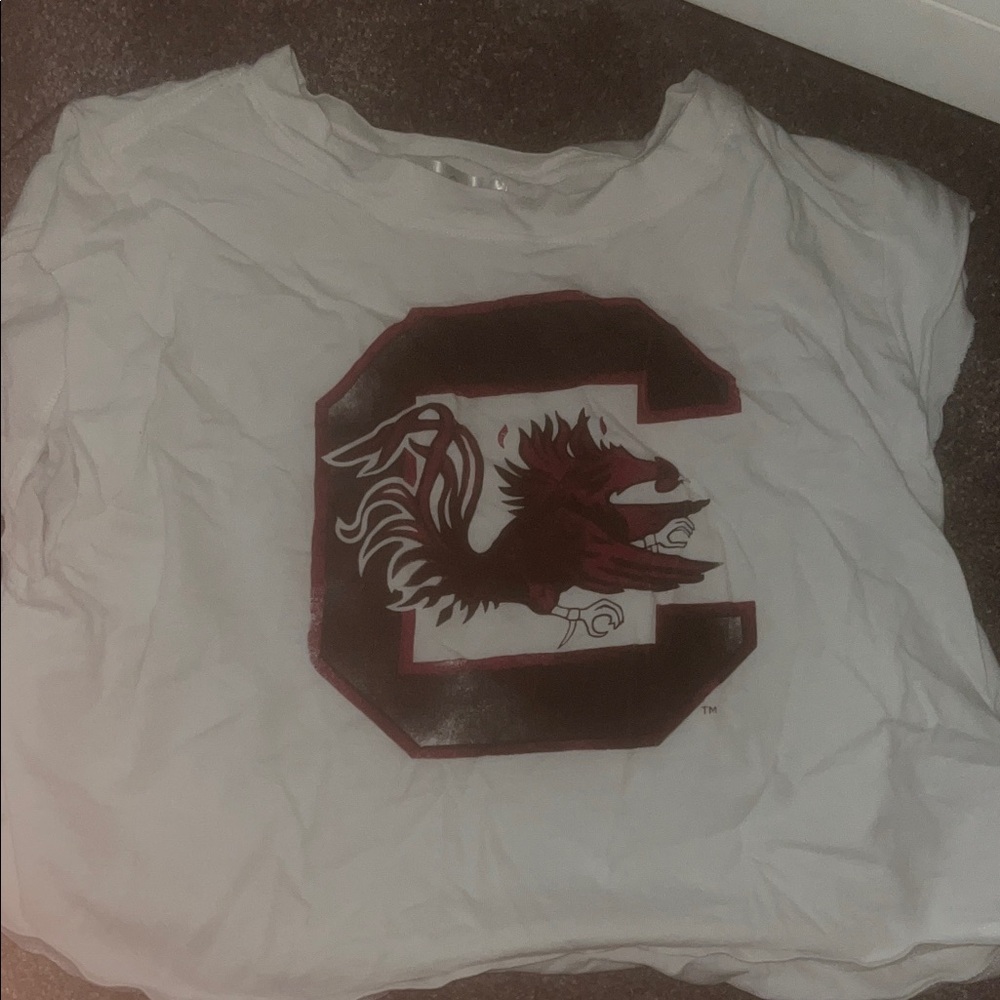 White Kids Shirt with Maroon Graphic